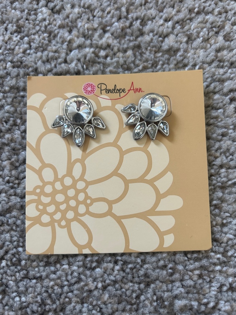 Penelope Ann Clear Crystal Sunburst Stud Earrings